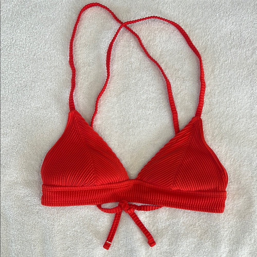 Xhilaration Women’s Red Ribbed Bikini Top- Size S
